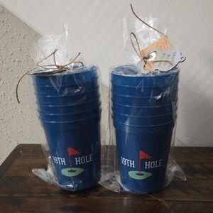 NWT Blue 19th Hole Party/GoCups By Mud Pie. 2 Sets Of 6 With Openers!⛳️